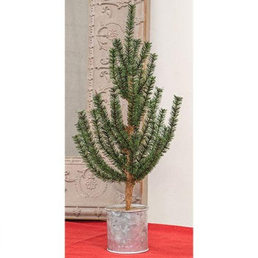 German Pine Tree in Galvanized Metal Pot 18 - The Fox Decor